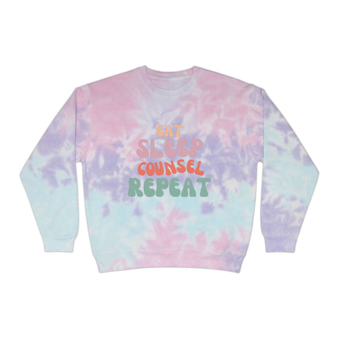 Eat Sleep Counsel Repeat Tie-Dye Sweatshirt